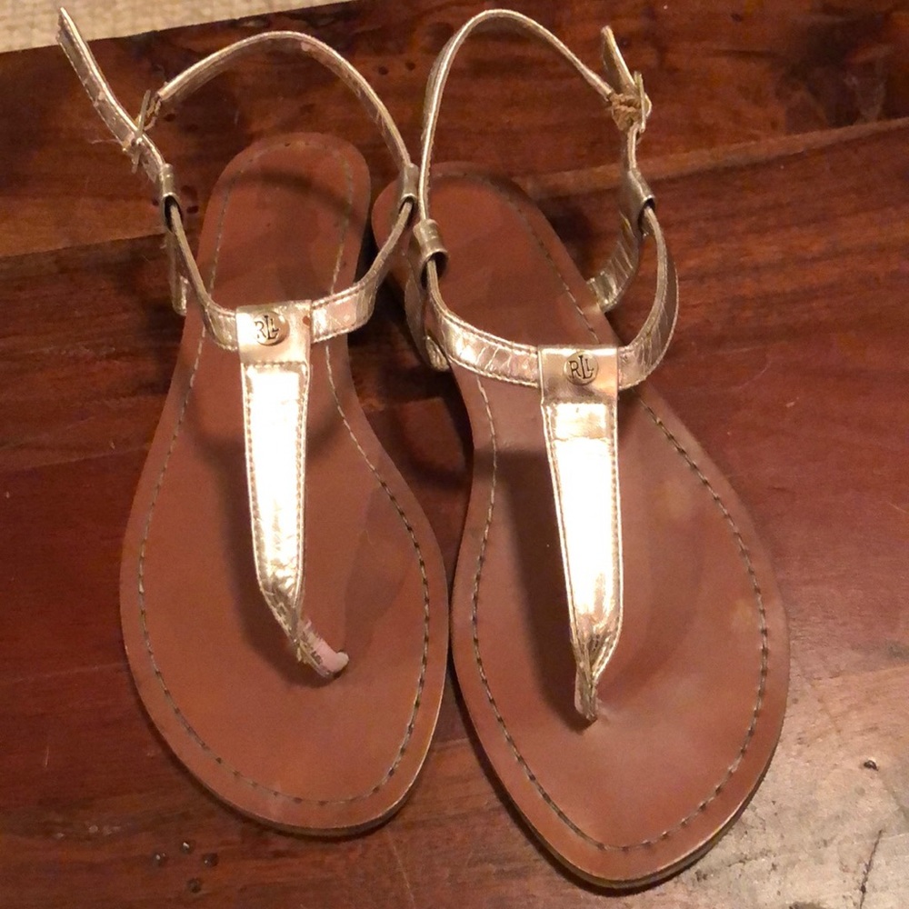 Ralph Lauren Gold Thong Sandal Size 7.5